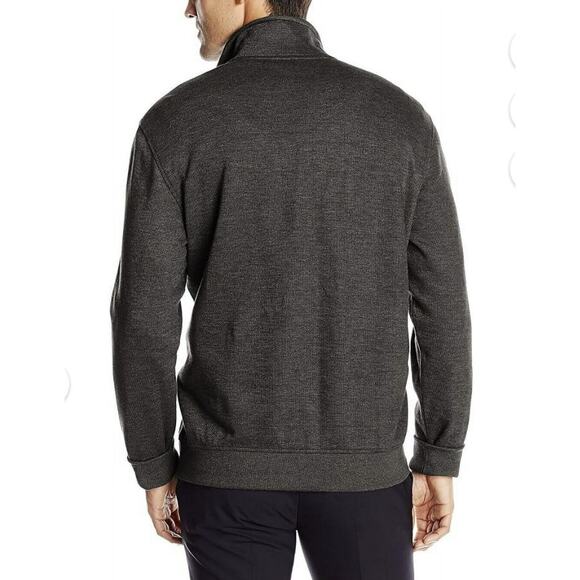 Van Heusen 1/4 Zip Sweater Men's M Gray Modern French Ribbed Long Sleeve Mock - Picture 3 of 9